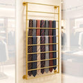 10 Tier Wall Mounted Tie Rack Scarf Display Stand Belt Pants Hangers Scarves Hijab Stand, Towel Rack Ribbon Holder,Wrapping Paper Spool Storage for Retail,Store (Gold, 10 Tier 23.6x47.2in) by Pinelicorn