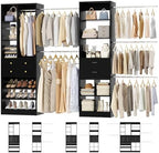 Besiost Closet System, Up to 128.6"/10.7 FT Closet Organizer with 4 Wooden Drawers and Shelves, Walk-in Closet System with 6 Hanging Rods, Built-in Closet Can Fit 96"/8FT, 120"/10FT, Black Set 2 by Besiost