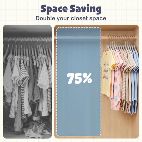 HOUSE DAY 11 Inch Velvet Baby Hangers, Premium Kids Hangers Grey 50 Pack - Image 6
