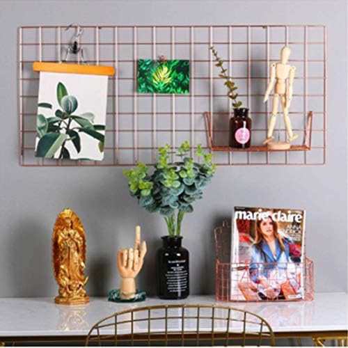 Multifunction Electroplated Bling Metal Mesh Grid Panel, Wall Photo Artwork Display and Organizer for College Dorm Living Room, Pack of 1 Pcs, 17.7" x 37.4", Rose Gold - Image 4