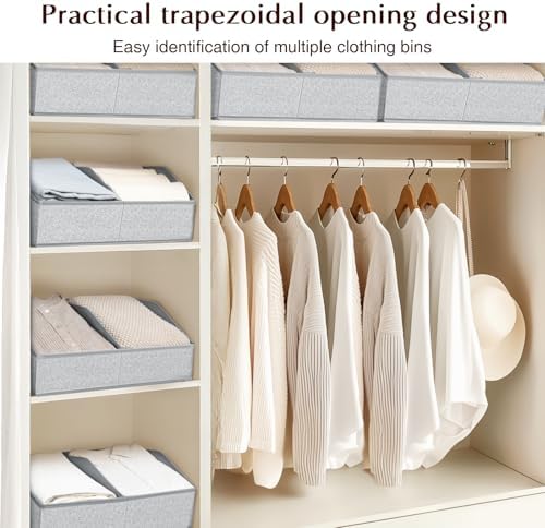Homsorout Closet Organizers and Storage Bins - 4 Pack Collapsible Divided Trapezoidal Cube Storage Bins Baskets with Orange Handle for Organizing Clothes Blankets, Toys, Books, Towels(Ant Gray) - Image 6