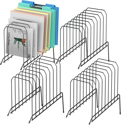 Incline Sorter Desk File Organizer, Metal Desk Magazine Folder Holder with 8-Section Vertical Compartments Rack File Organizer for Office, Home, School by MINDEPOT