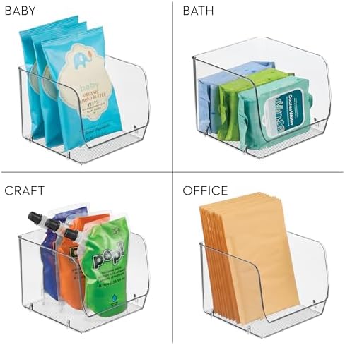 iDesign Stackable Open-Front Storage Bins, Set of 3, Clear - Image 7