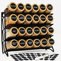 DIDITIME Spice Rack Organizer with 24 Glass Jars and 60 Labels, 4-Tier Seasoning Organizer for Cabinet, Countertop, Pantry or Wall Mount, Rust-Resistant Carbon Steel Spice Jar Set with Marker by DIDITIME
