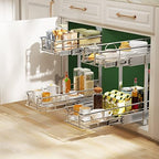 LOVMOR 2 Tier Individual Pull Out Cabinet Organizer 7.5" W x 21.5" D, Slide Out Kitchen Cabinet Storage Sliding Shelves - Image 6