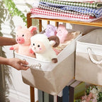 meekoo 8 Pack Fabric Storage Bins Baskets, 11 x 11 x 11 in, Beige - Image 4