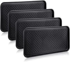 4 Pieces Shoe Tray for Entryway, Waterproof Boot Tray Shoe Mat Multi-Purpose Dog Cat Bowl Mat Pet Food Tray Boot Mat for Entryway Indoor Outdoor Floor Protection (Black, 24 x 16 x 1.2 Inch) by CHENGU