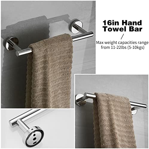 10pcs Bathroom Hardware Set, Brushed Nickel Bathroom Hardware Set, Including 16" Hand Towel Bars, Toilet Paper Holders, Towel Rings, Robe Towel Hooks - Image 2