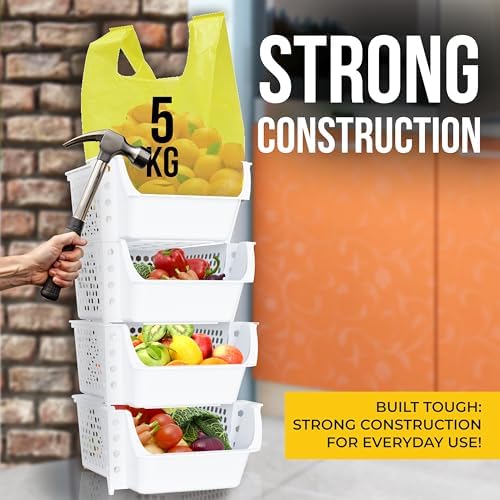 Skywin Stackable Storage Bins Open Front for Pantry Storage, 4 Pack - White - Image 6