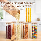 77L Stackable Glass Food Storage Containers with Lids [Set of 8 ], Airtight Glass Canister for Kitchen & Pantry Organization, Clear Borosilicate Jars for Pasta, Cereal, Flour, Sugar, Nuts - Image 4