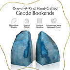 Nature's Decorations Teal Agate Bookends – A+ Grade Geode Heavy Duty Decorative Stone Crystal for Shelves & Bookcases, Natural Polished Bookshelf Decor, 1 Pair 4-6Lbs - Image 3
