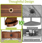 2-Tier Corner Bathroom Counter Organizer with Drawer, Acacia Wood - Image 7