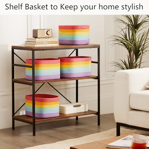 Rainbow Rope Basket for Storage 4 Pack Kids Baskets for Shelves - Image 2