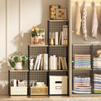 3-Pack Taller Closet Organizers and Storage with Wood Top, Stackable Wire Storage Bins for Clothes, Bags, Towels, Double Storage Design, Sturdy Metal Cube Shelf Organizer for Closet Wardrobe, Black - Image 5
