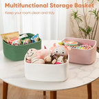 OIAHOMY 4 Pack 14.17 * 11.02 * 6.3IN Storage Baskets for Organizing Shelves, Woven Rope Baskets for Organizing Books, Clothes, Decorative Basket for Living Room, Nursery, Bedroom, Gift Basket, Pink - Image 6