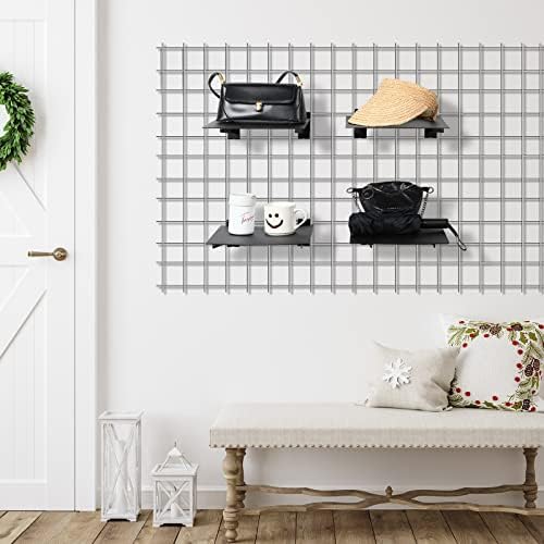 Blulu 20 Pcs 12" Gridwall Knife Shelf Bracket with Lip Metal Wire Gridwall Brackets Hooks Grid Wall Panels Hanger Heavy Duty Shelf Grid Wall Accessories for Home Business Boutique Display (Black) - Image 7