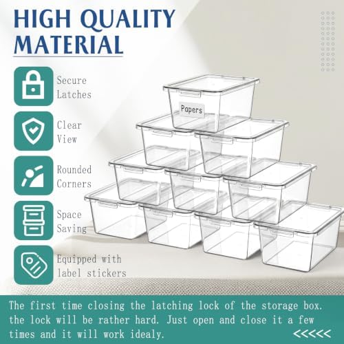 16 Pcs Classroom Storage Cubby Bins with Latching Lid,Clear - Image 3