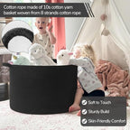 INDRESSME 115L Extra Large Woven Rope Blanket Basket Living Room, Black - Image 3
