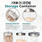 SurgiMac Glass Sundry Jar with Lid, 3 x 7 inch, Clear Storage Container, Compact & Durable, for Cotton Balls & Supplies, Single Jar | 6 Count - Image 2
