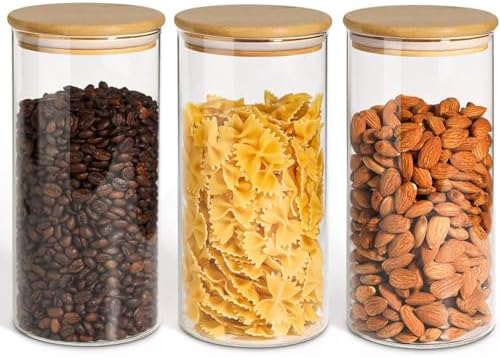 ComSaf Glass Storage Containers with Lids 1.5 Qt, Set of 3 Food Storage Jar by ComSaf