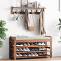 39.4" Shoe Rack Bench with Coat Rack 3-Tier, Entryway Storage Bench by ACSWOD