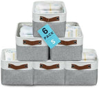 OrganiHaus 12x8in Canvas Storage Baskets, 6 Pack - Fabric Bins for Shelves by OrganiHaus