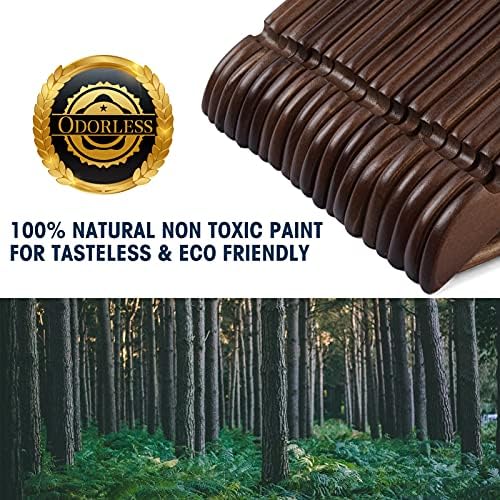 Wood Hangers - 60 Pack Solid Shirt Hangers, Heavy Duty & Slim Wooden Hangers, for Suit, Coat, Jacket, Pants (Walnut) - Image 3