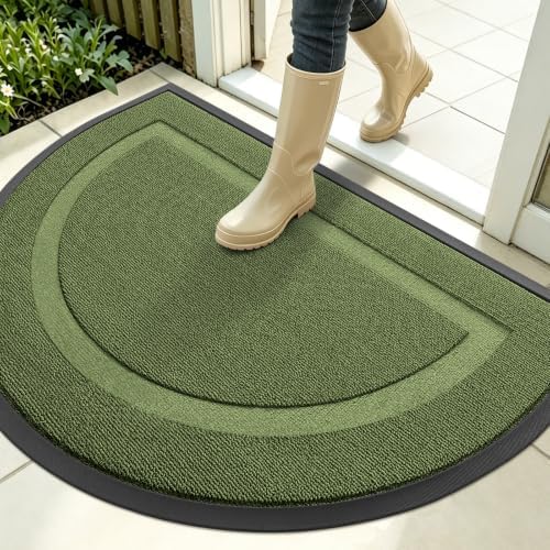 OLANLY Half Circle Front Door Mat Outside 35x23 All-Season Rubber Doormat by OLANLY