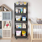 Calmootey 5-Tier Utility Cart with Drawer & Wheels, Storage for Home,Office - Image 3