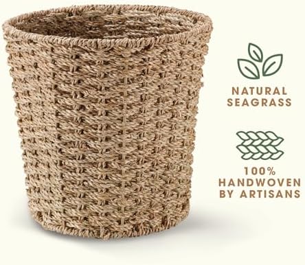 84ECO 2-Pack 3 Gallon Wicker Trash Cans for Bathroom, Bedroom, Office - Decorative Waste Basket (Natural Paper, 3 Gallons) - Image 4
