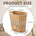 Ziliny 2 Pcs Wicker Trash Can with 50 Tarsh Bags, Classic Style, Mix Color - Image 2