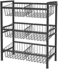 Hastatii Kitchen Storage Basket Shelf, Snack Shelf, Vegetable Shelf, 3 Tier, Black by Hastatii
