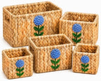Water Hyacinth Woven Decorative Baskets - Pantry Organizers and Storage by DoubleGift