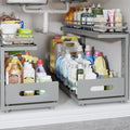 Under Sink Organizer Upgrade To Professional Rails,2-Tier Dual Pull Out Cabinet Storage,Height Adjustable Slide Out Drawers For Bathroom Kitchen,2 Pack-21"Dx12.8"-16.9"H,Gun Gray by UnderSinkOrganizer