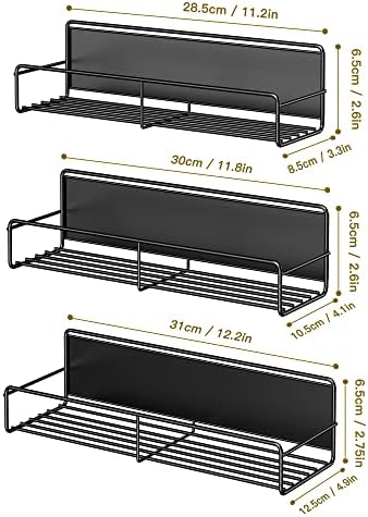 Mystozer Metal Magnetic Spice Rack for Refrigerator Black, 3 Pack - Image 2