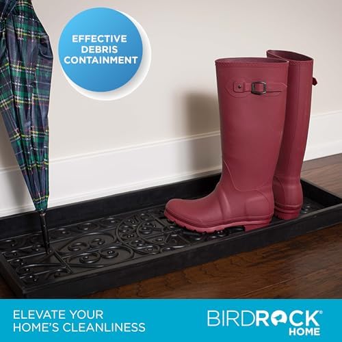 BIRDROCK HOME Large Rubber Boot Tray, Black, 34x14in - Image 4