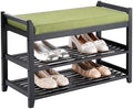 PETKABOO Shoe Rack Bench with Storage 27.6 in, Black Shoe Storage Bench with Cushion for Entryway, Hallway, Bedroom, Living Room by PETKABOO