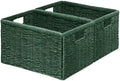Vagusicc 2 Packs Large Wicker Storage Basket, Closet Storage Baskets Bins for Shelves, Decorative Collapsible Baskets for Organizing Clothes Toy Nursery Bathroom Organizers and Storage, Green by Vagusicc