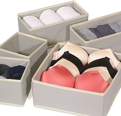 DIOMMELL 12 Pack Foldable Cloth Storage Box Closet Dresser Drawer Organizer Fabric Baskets Bins Containers Divider for Baby Clothes Underwear Bras Socks Lingerie Clothing,Grey 444 - Image 2