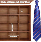 Wesiti Tie Box Organizer Wall Mounted Tie Rack with 16 Compartments Bamboo Belt Holder for Men Scarf Necktie Home Wall Closet(Dark Brown Color,2 Piece) - Image 2