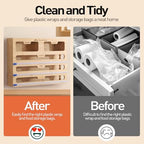 APSARAS USA 5 in 1 Bamboo Foil and Plastic Wrap Organizer for Kitchen Drawer, Ziplock Bag Organizer, Saran Wrap Dispenser with Cutter, Plastic Bag Organizer, Food Storage Bag Organization - Image 3