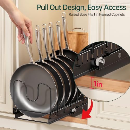 PanPanPal Pull Out Pots and Pans Organizer Under Cabinet, 1 Pack 8 Dividers - Image 3