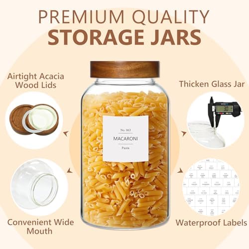 KEYWING 88oz Glass Jars w/Acacia Lids for Flour & Sugar Storage Containers - Image 3