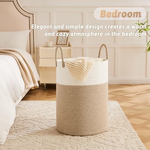 Artfeel Laundry Basket,Woven Cotton Rope Laundry Hamper,80L for Decorative Storage of Dirty Clothes,Toys and Blankets in Bathroom,Baby Room and Living Room - Image 4