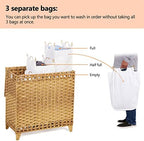 Laundry Hamper with 3 Removable Liner Bags, 132L Laundry Sorter with Lid - Image 3