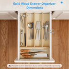 WelFurGeer Solid Birch Wood Silverware Drawer Organizer, Wooden Cutlery Drawer Organizer, Utensil Tray for Kitchen Drawers, Kitchen Utensil Organizer for Silverware, Flatware, Spoons, Forks, Knives - Image 5