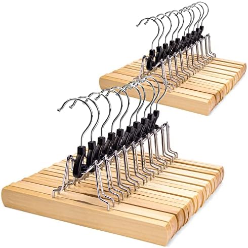 Nature Smile Wooden Pants Skirt Hangers, Smooth Finish Solid Wood Non Slip Jeans Slack Clamp Hangers Hair Extension Hangers(20Pcs Natural)… by NatureSmile