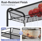 TOOLF 4-Tier Rolling Cart, Metal Utility Cart with 3 Hooks, Easy Assemble Mobile Storage Trolley On Wheels, Metal Shelving Units Kitchen Bathroom Laundry Room - Image 5