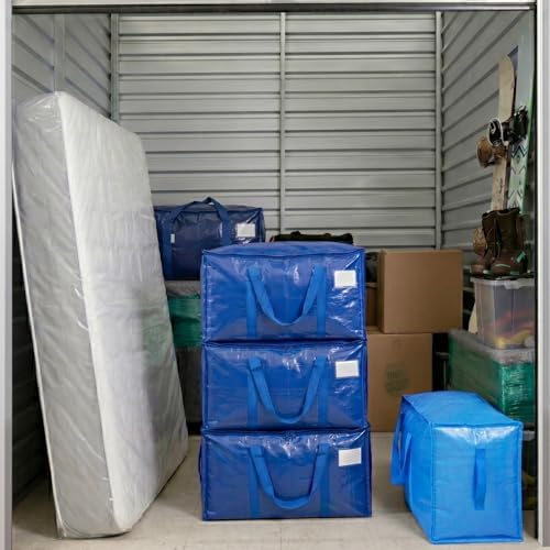 TICONN 8 Pack Extra Large Moving Bags Heavy Duty with Zippers & Carrying Handles, Durable Storage Bags Moving Boxes for Closet Organizers and Storage (8 Pack, Blue) - Image 4