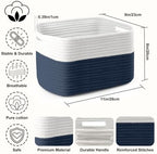 4 Pack Storage Baskets for Organizing, 11''Lx9''Wx8''H Woven Baskets for Storage Toys, Towels, Books, and Clothes, Cotton Rope Basket for Shelves with Handle - Image 2